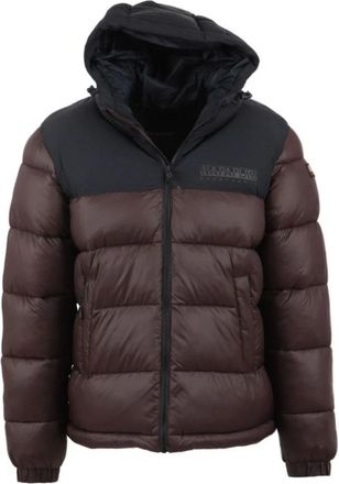 Napapijri Jassen, Heren, Bruin, L, Bruine Hoodie met Synthetische Vulling