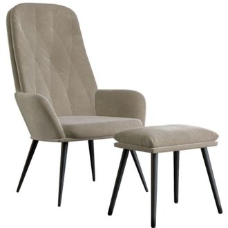 vidaXL Sill&oacute;n De Relax Con Taburete Terciopelo Gris Claro Vidaxl
