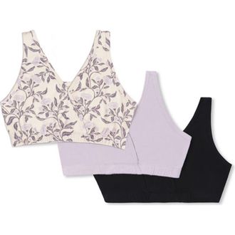 Everly Grey Paisley During & After 3-Piece Maternity/Nursing Sleep Bras in Poppy at Nordstrom, Size X-Large D
