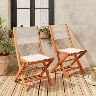 Sweeek Sweeek - Set di 2 sedie da giardino pieghevoli in legno