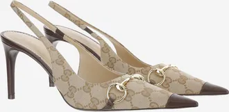 Gucci Pointed-Toe Leather Slingback Pump - Beige