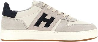 Hogan H668 Allacciato H Banda Sneakers in Beige Blue