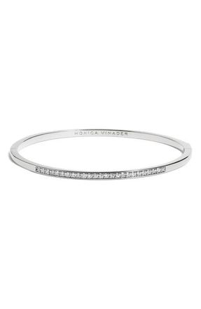 Monica Vinader Essential Lab Grown Diamond Bangle in Sterling Silver /Diamond at Nordstrom, Size Medium