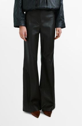 Mango Wide Leg Faux Leather Pants in Chocolate at Nordstrom, Size 4