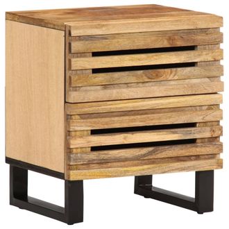 vidaXL Vidaxl - Mesita De Noche De Madera Maciza De Mango Rugosa 40x34x46 Cm
