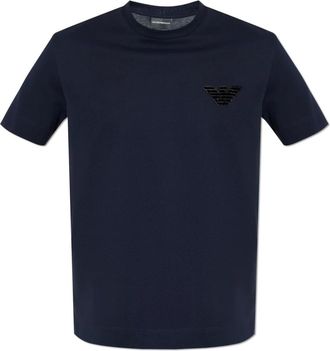 Emporio Armani Tops, Heren, Blauw, L, Katoen, T-shirt uit de collectie