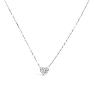 House of Brilliance 14K White Gold 1/4 Cttw Diamond Composite Heart Pendant Necklace at Nordstrom