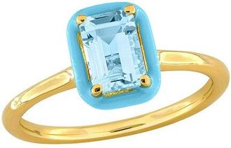 Rina Limor Gold Over Silver 1.25 Ct. Tw. Blue Topaz - Sky Halo Ring