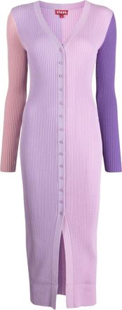 Staud Shoko panelled knitted dress - women - Viscose/Nylon - M - Purple