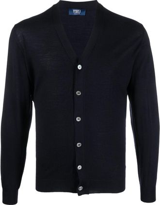 Fedeli wool button-fastening cardigan - men - Virgin Wool - 48 - Blue