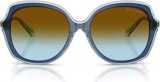 Michael Kors Canary Islands 55mm Gradient Round Sunglasses in Navy /Brown Blue Gradient Bio at Nordstrom