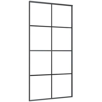 vidaXL Vidaxl - Puerta Corredera Vidrio Esg Y Aluminio Negro 102,5x205 Cm