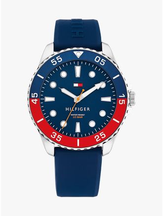 Tommy Hilfiger Mens 42MM Silicone Strap Sport Watch - Blue