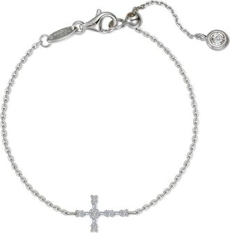 Lafonn Eden Baguette Cross Bracelet in Silver at Nordstrom, Size 7