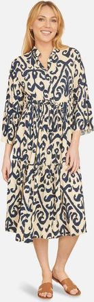 Yumi 3/4 Sleeve Block Print Kaftan Dress in Ivory at Nordstrom, Size 12