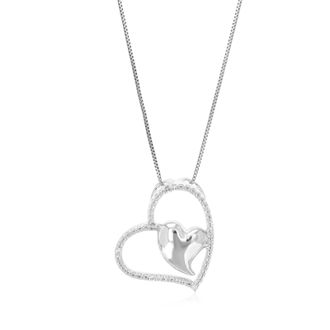 Vir Jewels 1/14 cttw Lab Grown Diamond Heart Pendant Necklace in Sterling Silver with Chain For Women