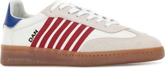 Dsquared2 Mens White Leather Boxer Sneakers Biancorossoblu