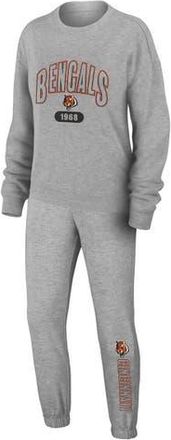 WEAR by Erin Andrews Womens WEAR by Erin Andrews Heather Gray Cincinnati Bengals Plus Size Knitted Tri-Blend Long Sleeve T-Shirt & Pants Lounge Set at Nordstrom, Size 2X