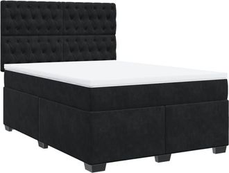vidaXL Box Spring Bed with Mattress Black 140x190 cm Velvet Vidaxl