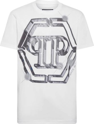 Philipp Plein Tops, Heren, Wit, 5Xl, Katoen, T-Shirt Ronde Hals