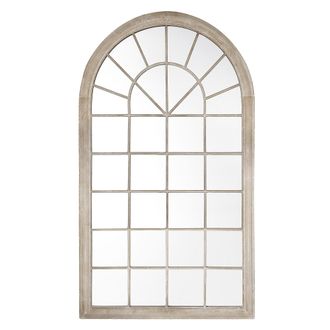 Beliani Beliani - Espejo De Pared De Metal Beige 76 X 130 Cm Ventana Arqueada Vintage Decoraci&oacute;n Trevol