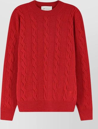 Ami cable-knit wool crewneck jumper