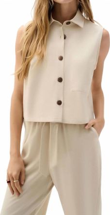 Joseph Ribkoff Linen Sleeveless Straight Shirt Top In Natural