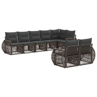 vidaXL Conjunto De Sof&aacute;s De Jard&iacute;n 8 Pcs Gris Y Gris Oscuro Vidaxl