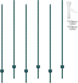 OEM Postes De Cerca De Metal 182,88 Cm Postes De Cerca De Acero Al Carbono Resistentes 6 Piezas Postes De Metal Para Jard&iacute;n, C&eacute;sped, Granjas, Cercas Al Ai