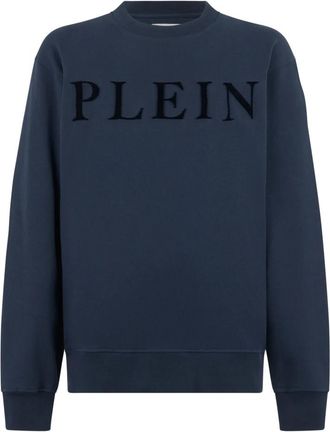 Philipp Plein Sweatshirt Ls Logo - Heren - Sweatshirts - Blauw - L - Katoen - Hoodies & sweatvesten