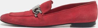 Jimmy Choo London Red Suede Logo Slip On Loafers