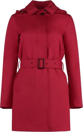 Moorer Waterdichte Katoenen Trenchcoat met Capuchon - Dames - Trenchcoats - Rood - S - Katoen - Jassen