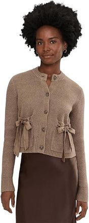 Splendid Stassi Satin Tie Cardigan Womens Sweater Macchiato Heather : LG (Womens 10-12), Polyester/Satin/Spandex