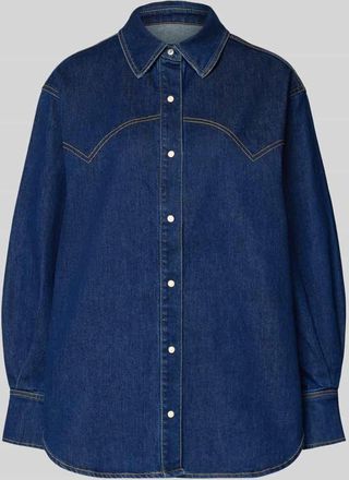 Scotch & Soda Relaxed Fit Jeansbluse mit Knopfleiste in Dunkelblau, Größe 34