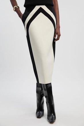Karen Millen Colour Block Pencil Midi Skirt in Mono at Nordstrom, Size 4