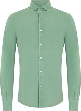 Fedeli Elegant Long-Sleeve Shirt - Heren - Casual Overhemden - Groen - S - Katoen - Overhemden