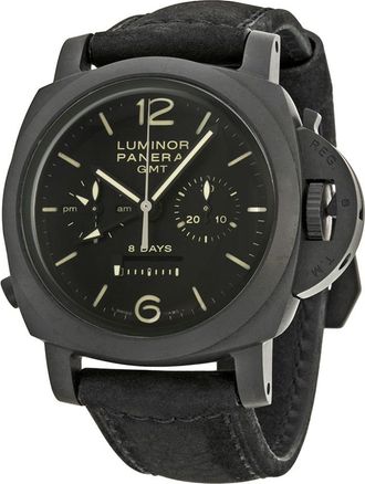 Officine Panerai Pre-owned Panerai Luminor 1950 Chrono Monopulsante 8 Days Gmt GMT Chronograph Black Dial Mens Watch PAM00317