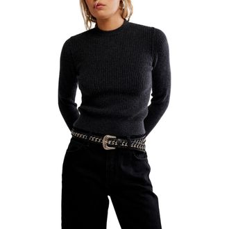 Free People Ever After Rib Sweater in Charcoal at Nordstrom, Size X-Large