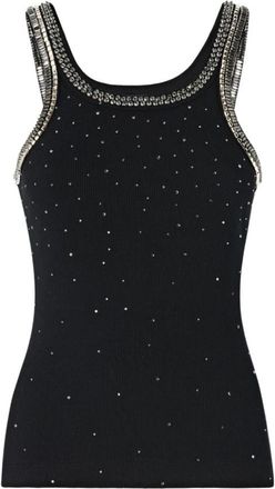 Pinko Coriandoli Tank Top - Dames - Tops zonder mouwen - Zwart - L - Katoen - Tops