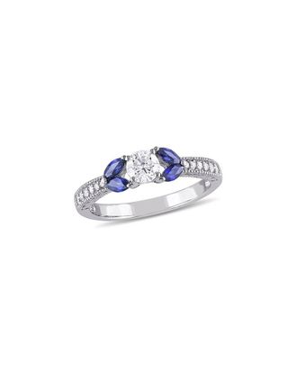 Rina Limor 10K 0.93 Ct. Tw. Diamond & Sapphire Semi-Eternity Ring
