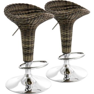 Elama 2 Piece Adjustable Saddle Seat Wicker Bar Sool in Brown at Nordstrom