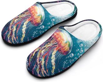 Generic Glowing Jellyfish Mens Slippers Comfortable And Non-slip Cotton Slipper Shoe for House