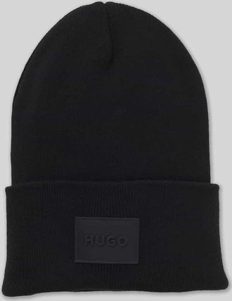 HUGO BOSS Beanie aus reiner Baumwolle Modell XEVON_B in Black, Größe 1