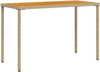 vidaXL Vidaxl - Garden Table with Acacia Wood Top Beige 115x54x74 cm Poly Rattan