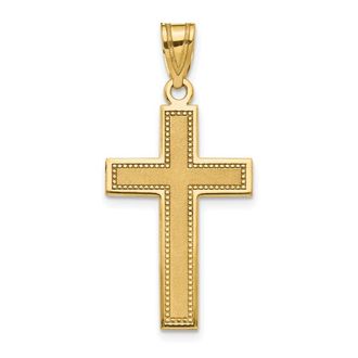 Diamond2Deal 14k Yellow Gold Medium Satin Cross Pendant