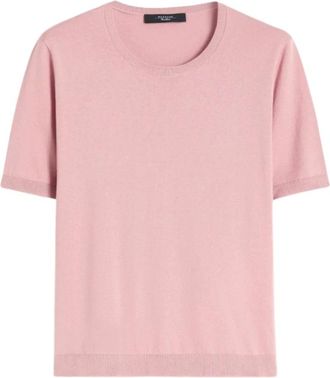 Max Mara Wkdgabarra Round-neck Knit - Dames - Ronde hals truien - Roze - XS - Katoen - Truien & Vesten