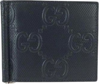 Gucci Pre-owned Wallets, male, Black, Size: ONE SIZE Pre-owned GG Embossed Leather Card Case