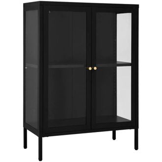 vidaXL Sideboard Black 75x35x105 cm Steel and Glass Vidaxl