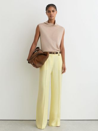 Reiss Yellow Wide-leg Suit Trousers, 10R