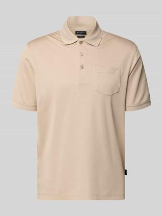 Bugatti Regular Fit Poloshirt mit Brusttasche und Label-Stitching in Beige, Gr&ouml;&szlig;e XXXL